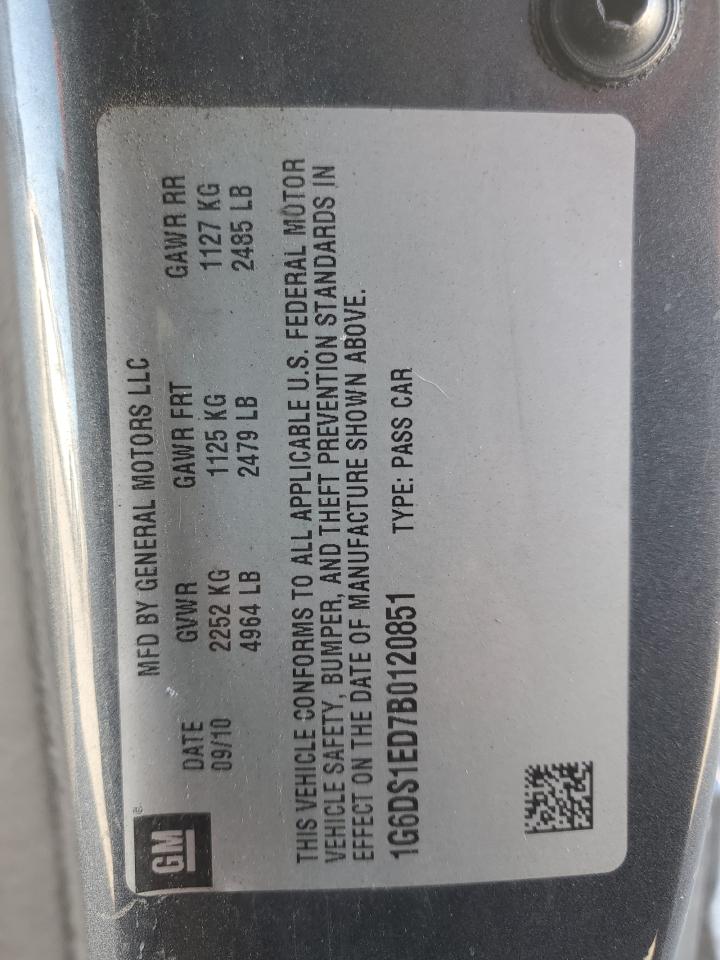 2011 Cadillac Cts Premium Collection VIN: 1G6DS1ED7B0120851 Lot: 89669055