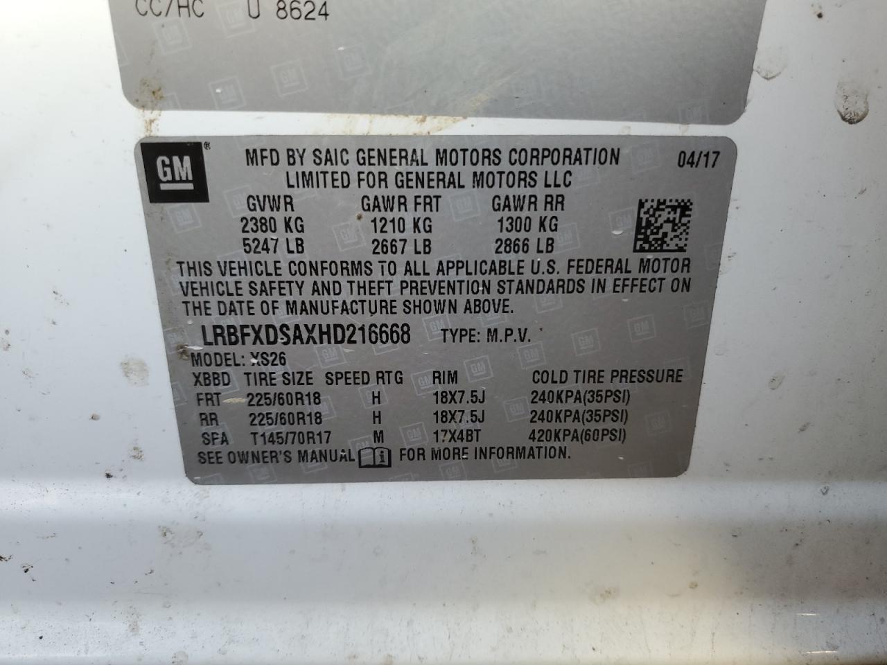 2017 Buick Envision Essence VIN: LRBFXDSAXHD216668 Lot: 86615825