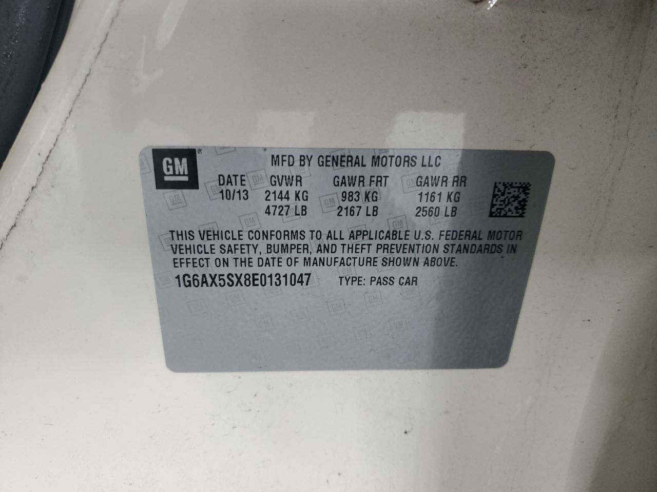 2014 Cadillac Cts Luxury Collection VIN: 1G6AX5SX8E0131047 Lot: 82696355