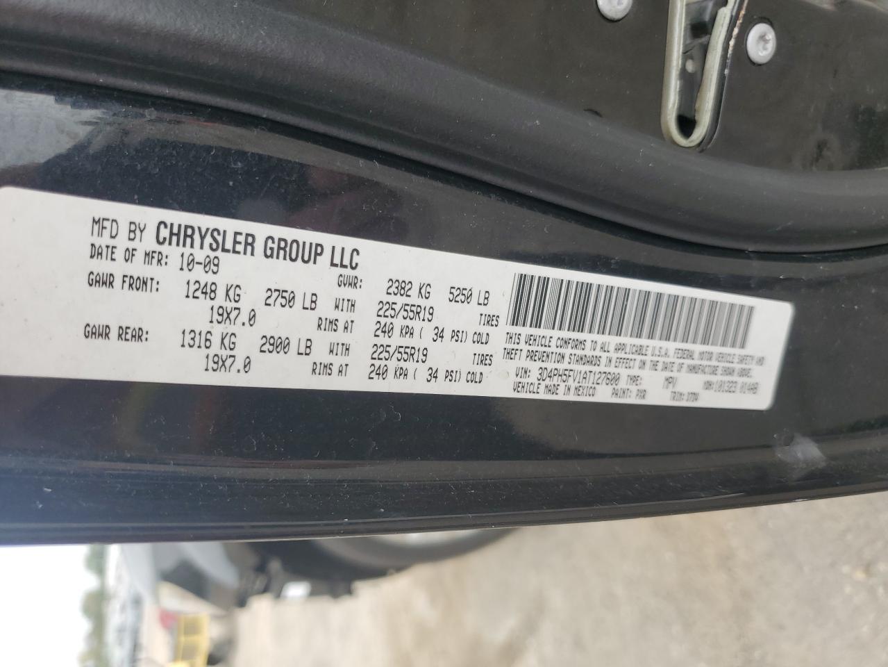 2010 Dodge Journey Sxt VIN: 3D4PH5FV1AT127600 Lot: 86308655