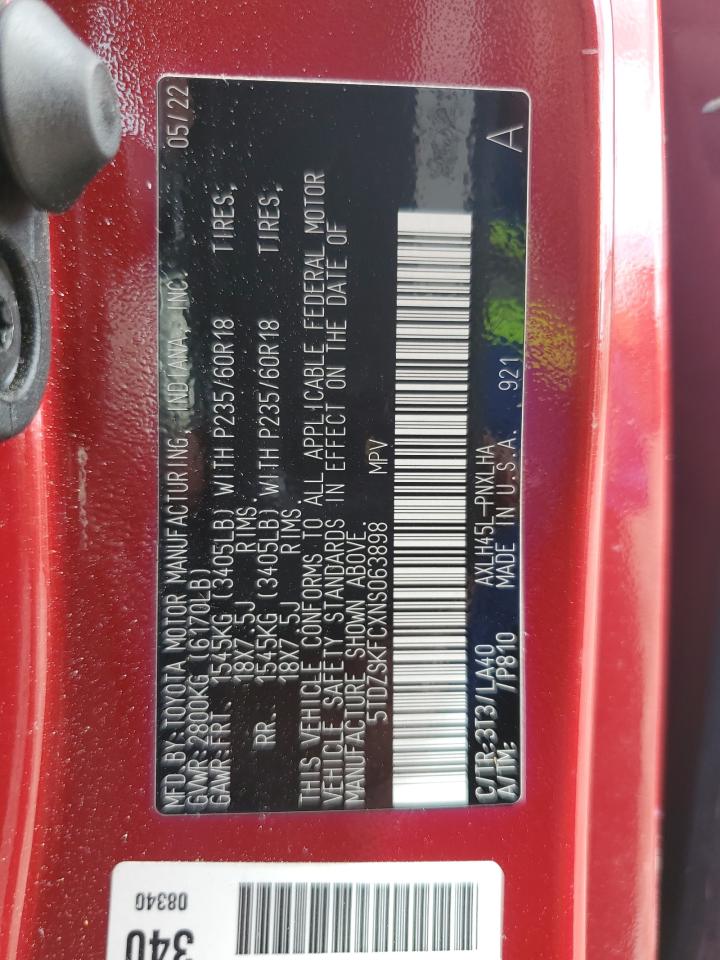 2022 Toyota Sienna Limited VIN: 5TDZSKFCXNS063898 Lot: 82335715