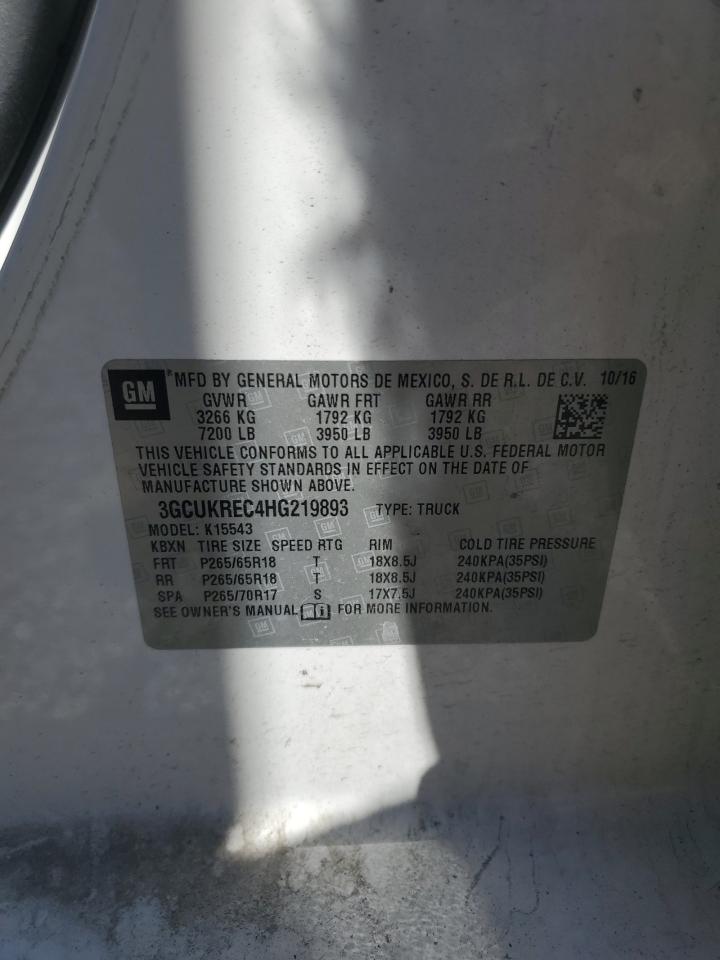 2017 Chevrolet Silverado K1500 Lt VIN: 3GCUKREC4HG219893 Lot: 89631885