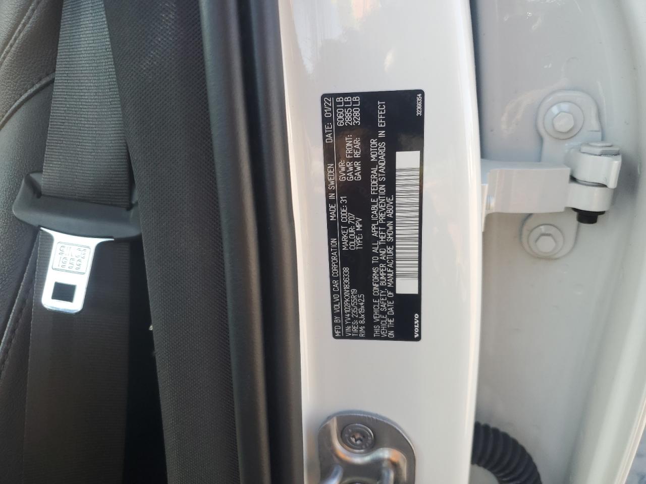 2022 Volvo Xc90 T5 Momentum VIN: YV4102PKXN1836338 Lot: 86478935