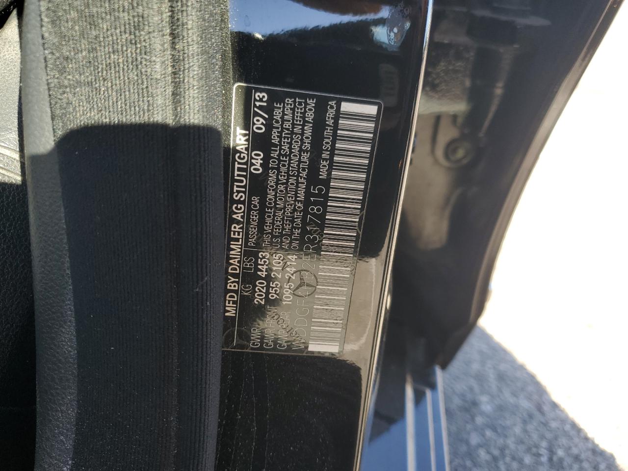 2014 Mercedes-Benz C 250 VIN: WDDGF4HB2ER317815 Lot: 82637465