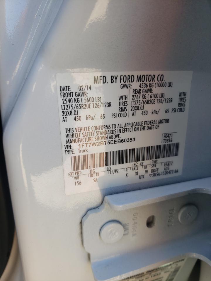2014 Ford F250 Super Duty VIN: 1FT7W2BT5EEB60353 Lot: 85891635