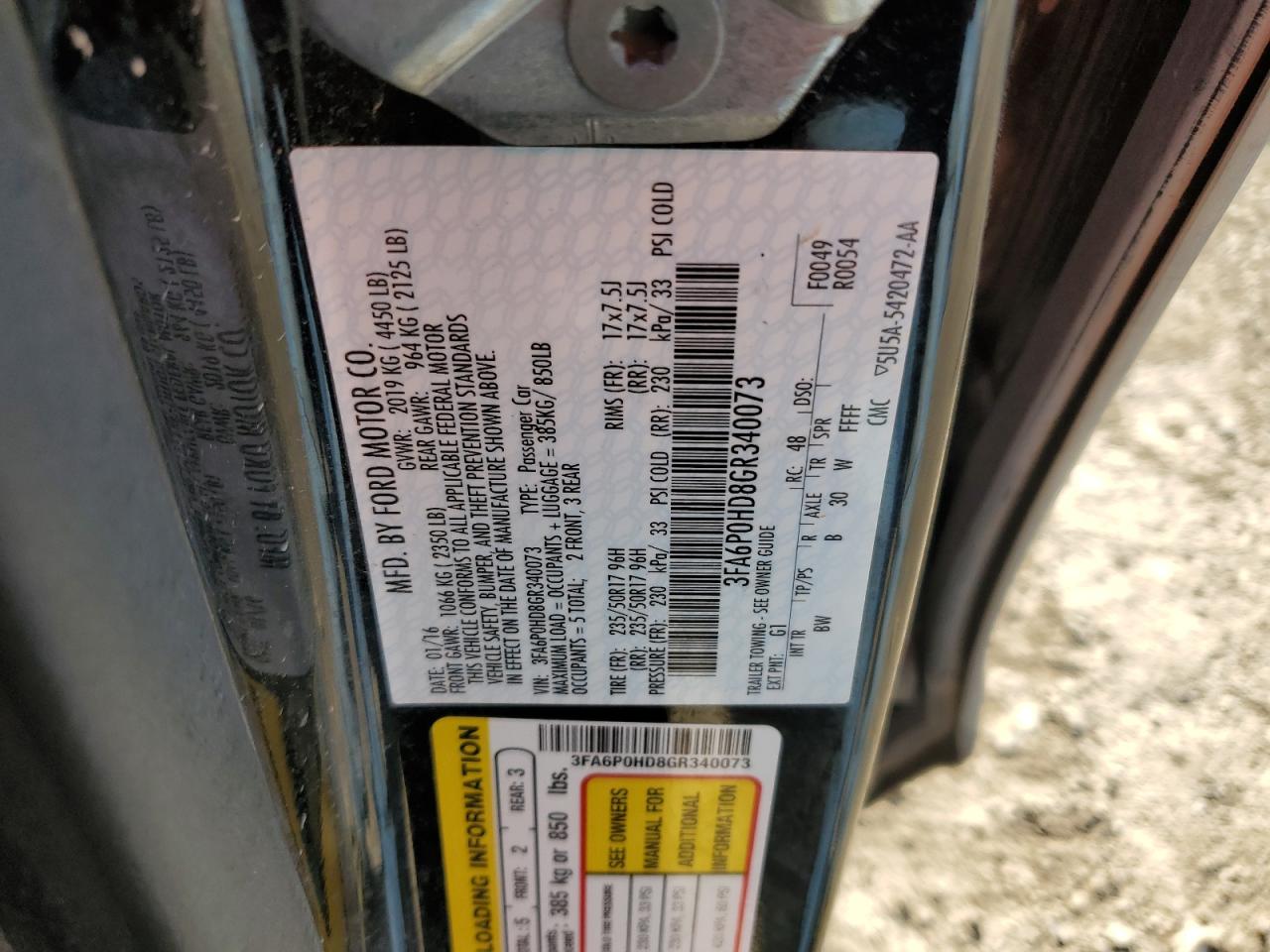 2016 Ford Fusion Se VIN: 3FA6P0HD8GR340073 Lot: 86056935