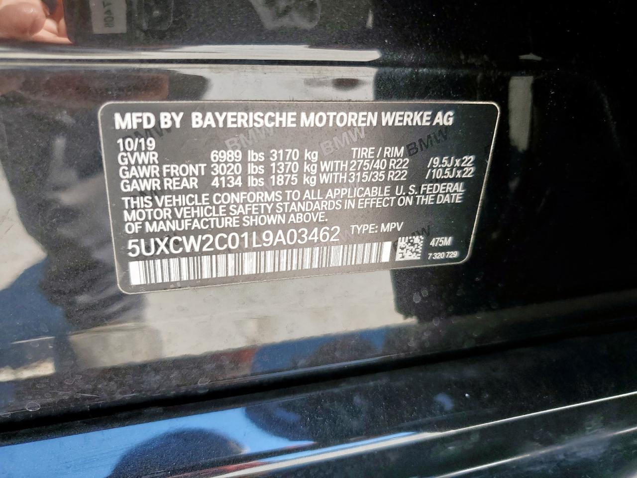 2020 BMW X7 xDrive40I VIN: 5UXCW2C01L9A03462 Lot: 82180825