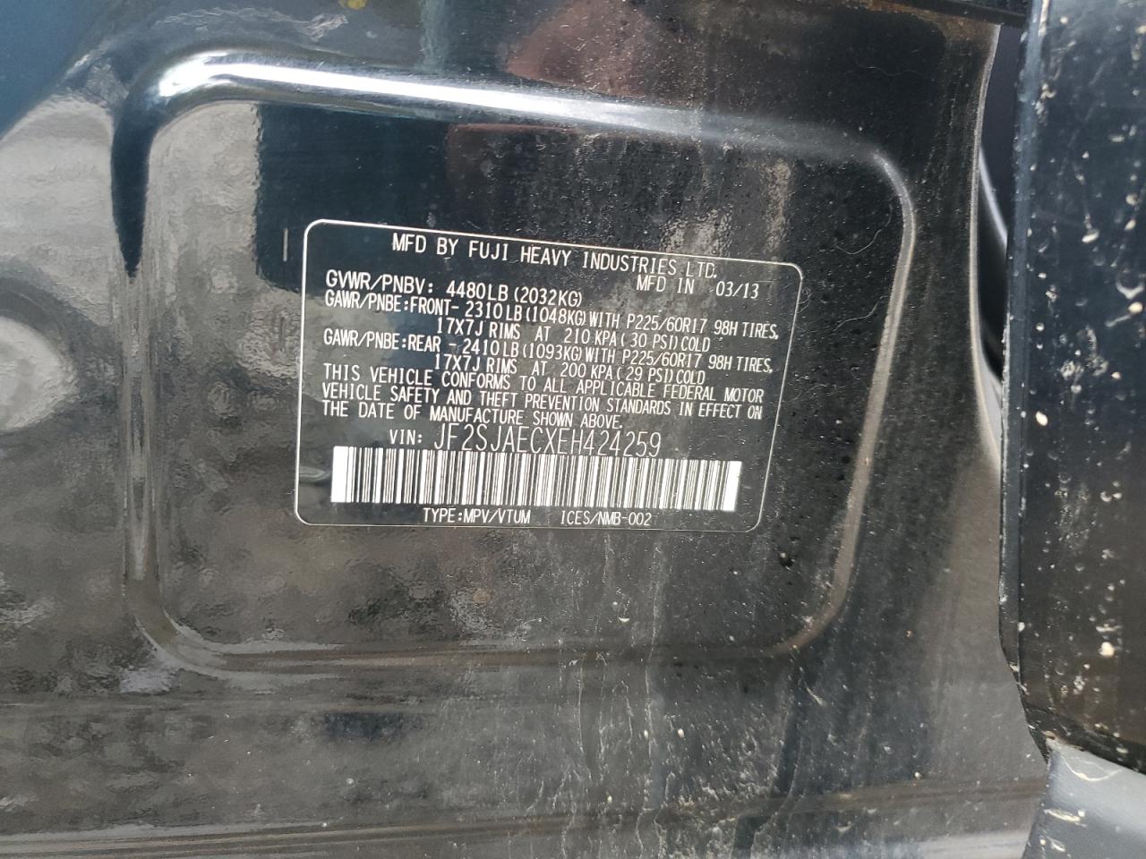 2014 Subaru Forester 2.5I Premium VIN: JF2SJAECXEH424259 Lot: 89690385