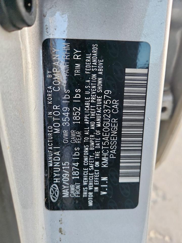 2016 Hyundai Accent Se VIN: KMHCT5AE0GU237579 Lot: 82340405