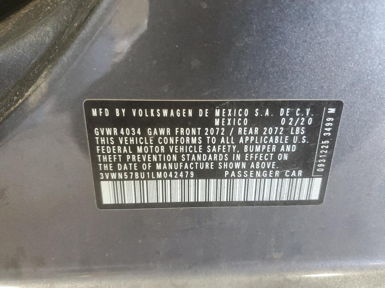 2020 Volkswagen Jetta S VIN: 3VWN57BU1LM042479 Lot: 82163725