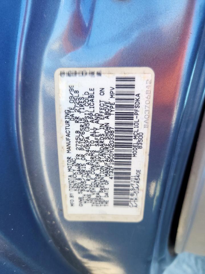 2000 Toyota Sienna Ce VIN: 4T3ZF19C0YU203387 Lot: 82248975