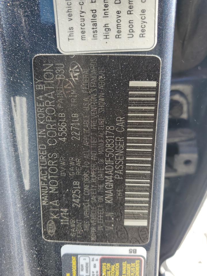 2015 Kia Optima Hybrid VIN: KNAGN4AD1F5083178 Lot: 86156225