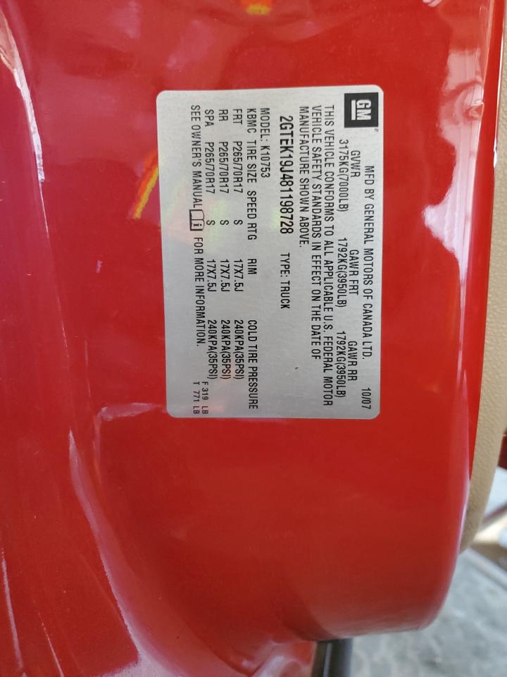 2008 GMC Sierra K1500 VIN: 2GTEK19J481198728 Lot: 85166215