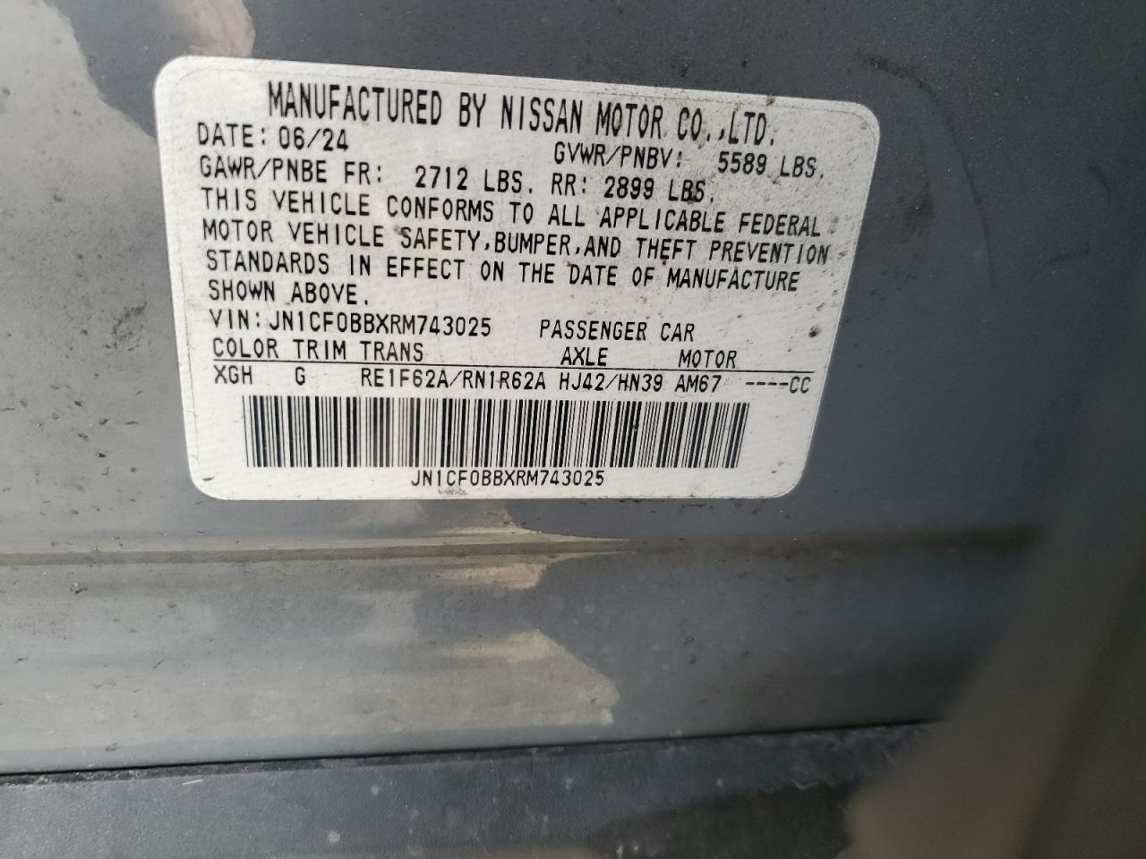 2024 Nissan Ariya Engage VIN: JN1CF0BBXRM743025 Lot: 86271135