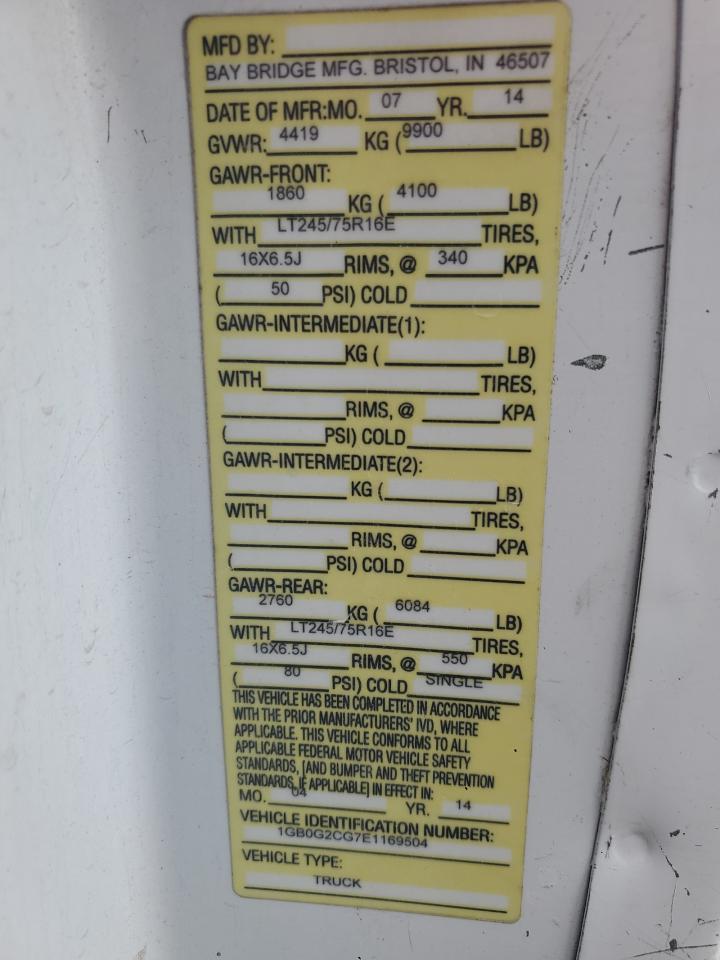 2014 Chevrolet Express G3500 VIN: 1GB0G2CG7E1169504 Lot: 92470865