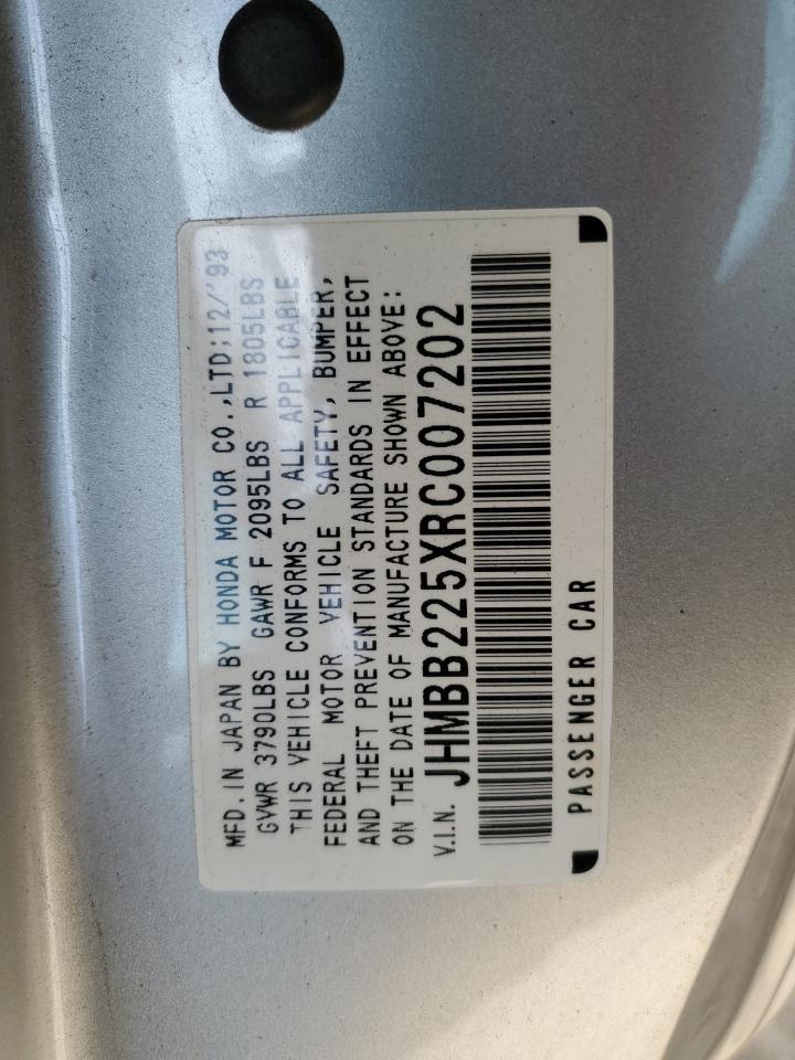 1994 Honda Prelude Si VIN: JHMBB225XRC007202 Lot: 86140715