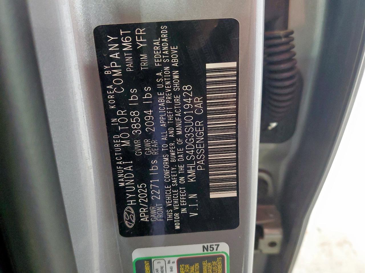 2025 Hyundai Elantra Sel VIN: KMHLS4DG3SU019428 Lot: 86176145