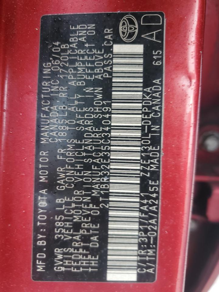 2005 Toyota Corolla Ce VIN: 2T1BR32E35C340491 Lot: 86244195