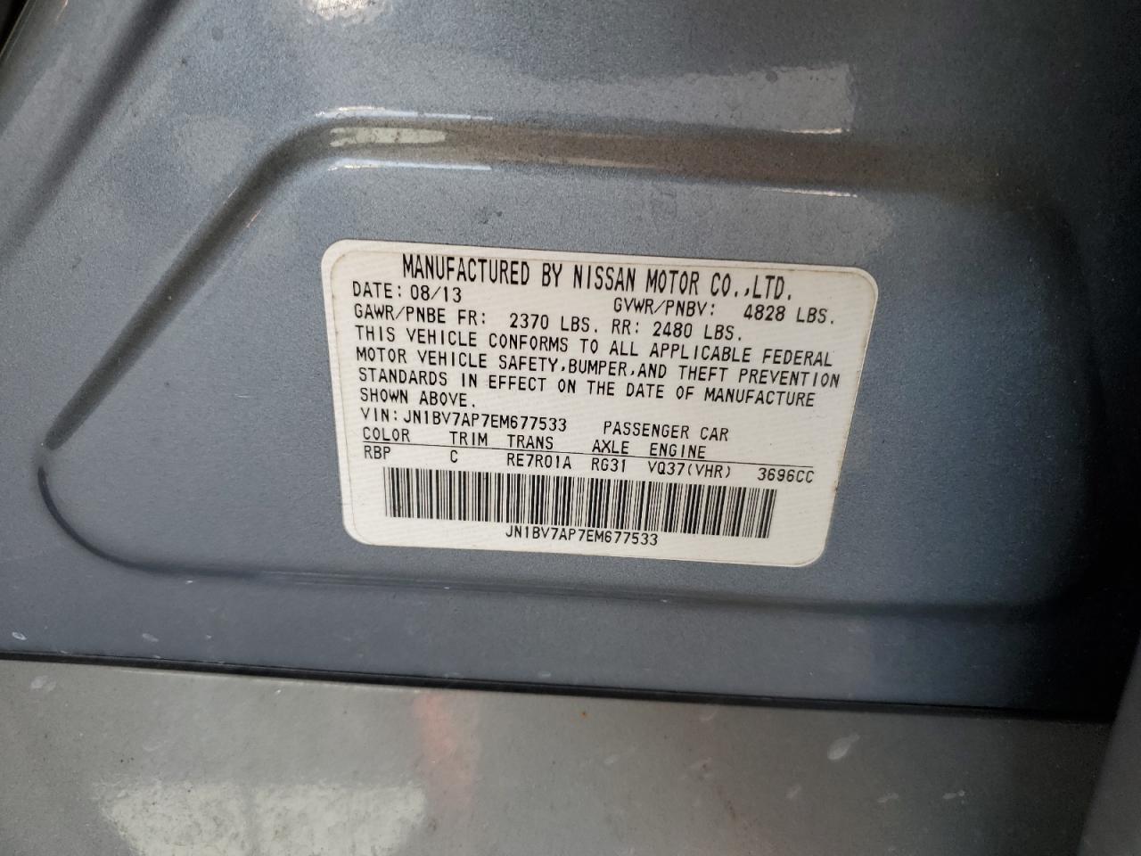 2014 Infiniti Q50 Base VIN: JN1BV7AP7EM677533 Lot: 81937405