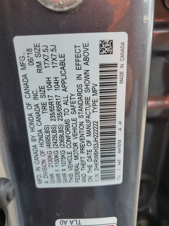 2018 Honda Cr-V Lx VIN: 2HKRW6H33JH222222 Lot: 85672945