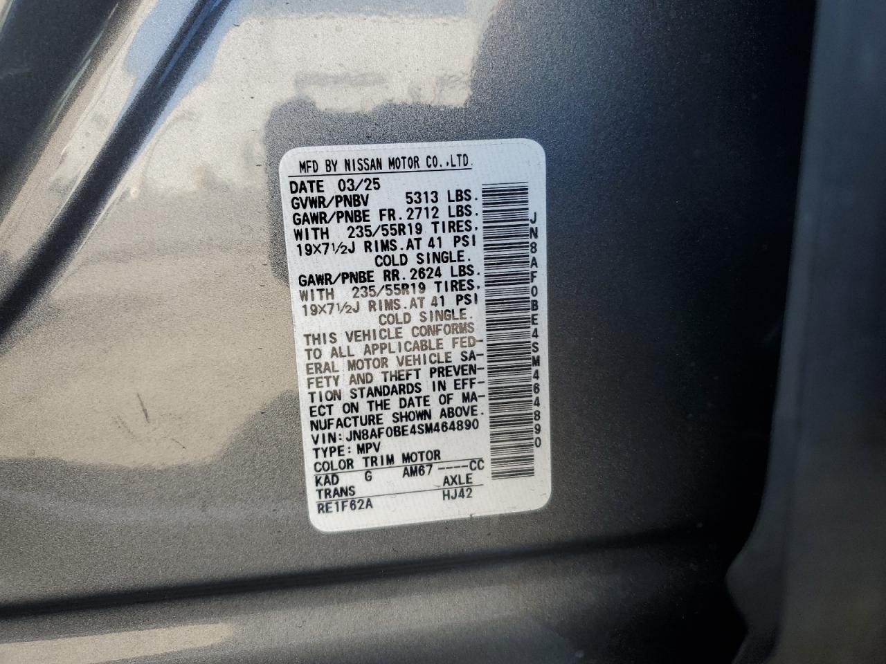 2025 Nissan Ariya Engage VIN: JN8AF0BE4SM464890 Lot: 87473985