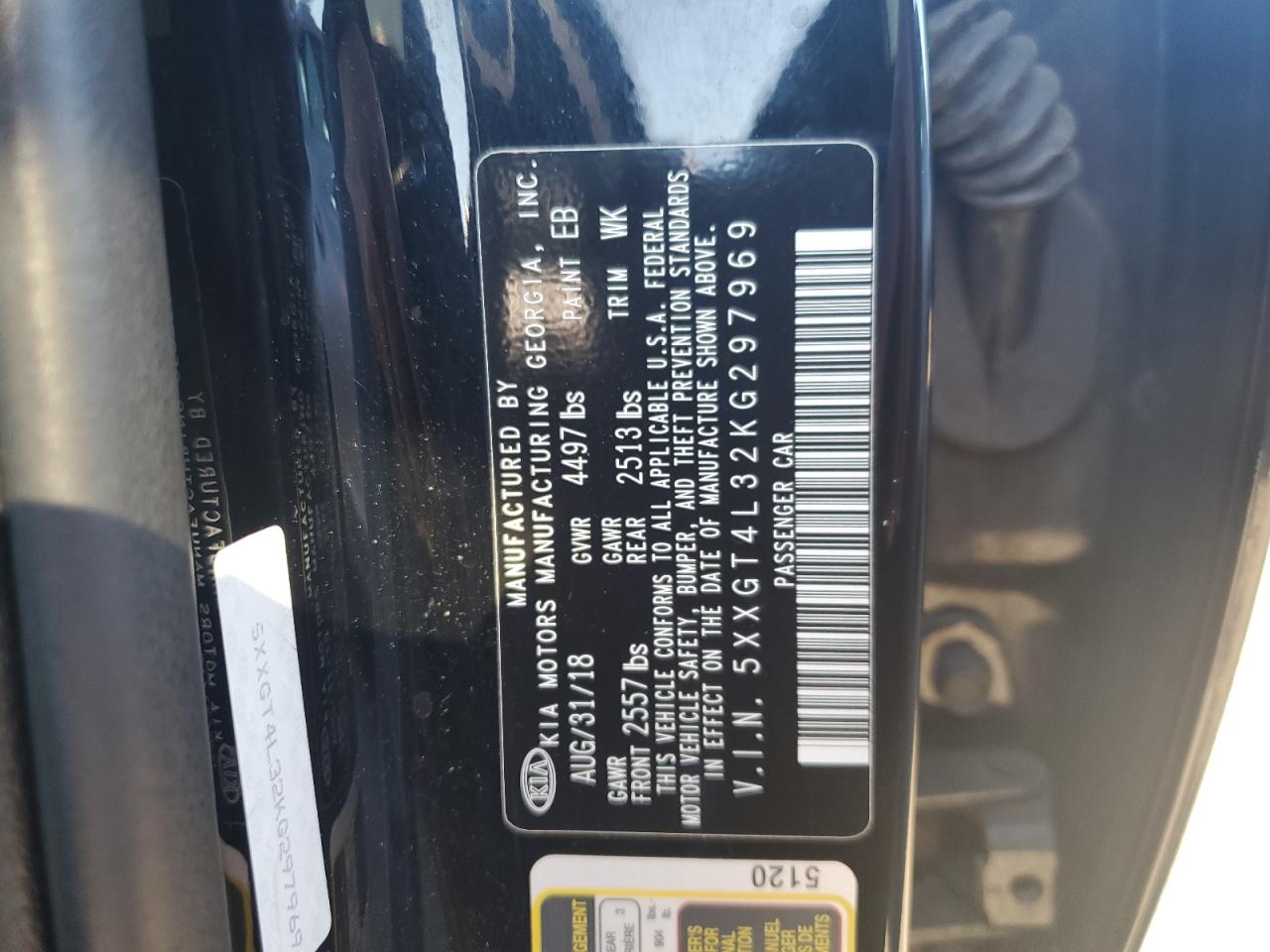 2019 Kia Optima Lx VIN: 5XXGT4L32KG297969 Lot: 84432765