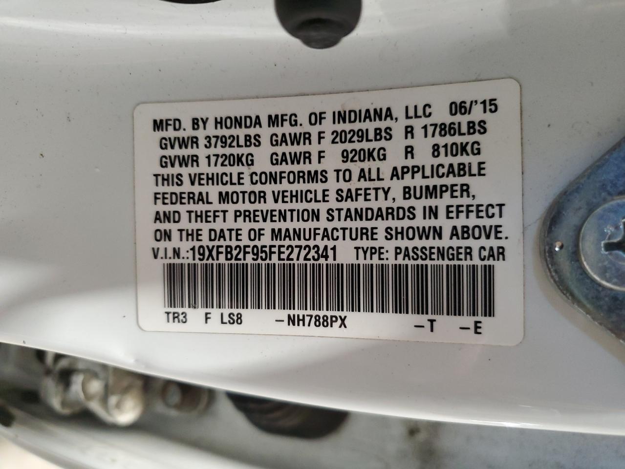 2015 Honda Civic Exl VIN: 19XFB2F95FE272341 Lot: 84729205