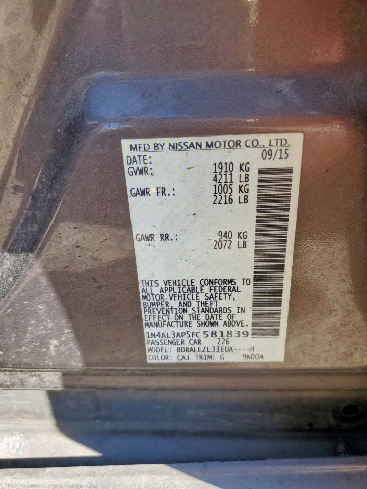 2015 Nissan Altima 2.5 VIN: 1N4AL3AP5FC581839 Lot: 84940205