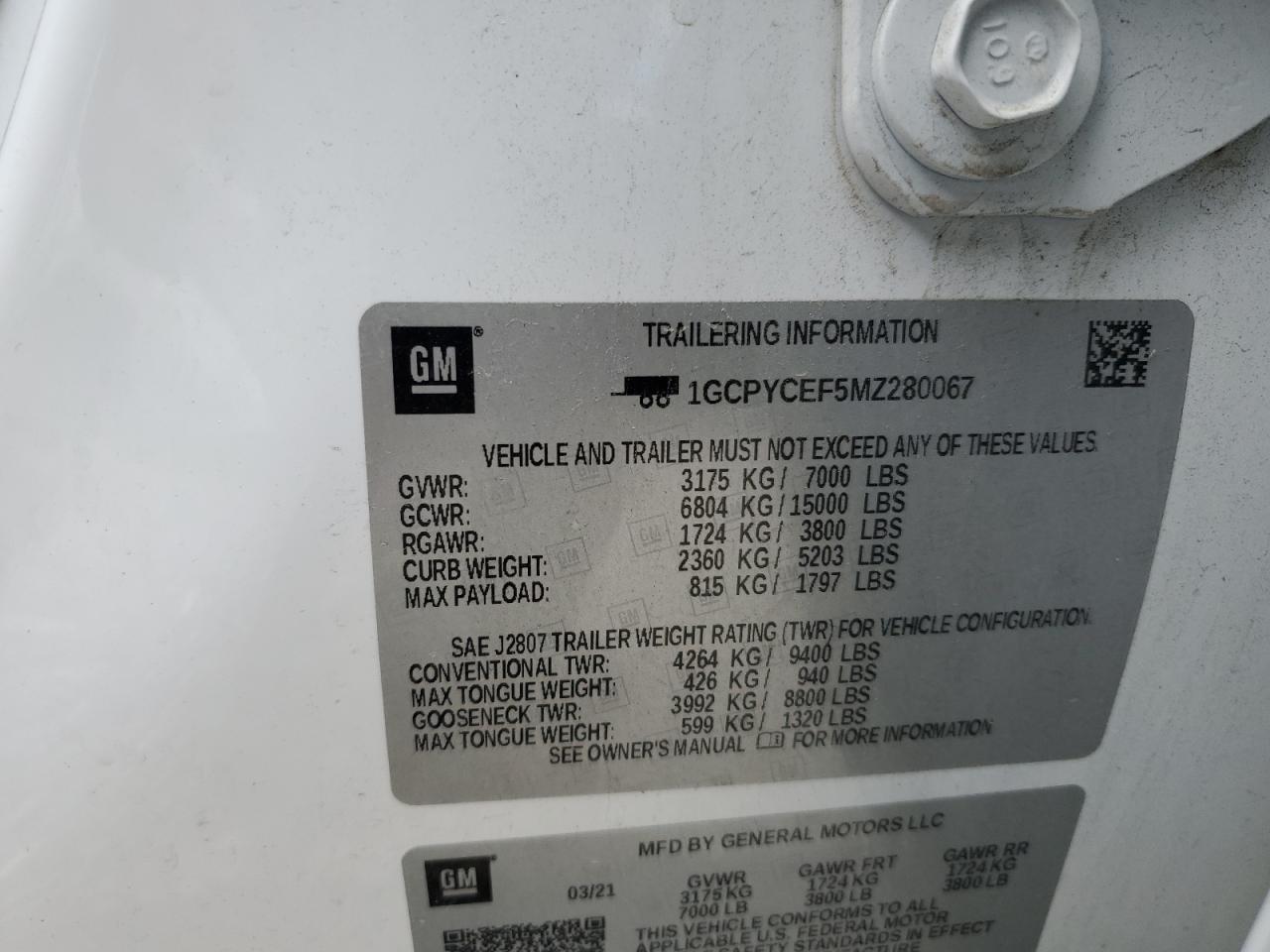 2021 Chevrolet Silverado K1500 Trail Boss Custom VIN: 1GCPYCEF5MZ280067 Lot: 85182835