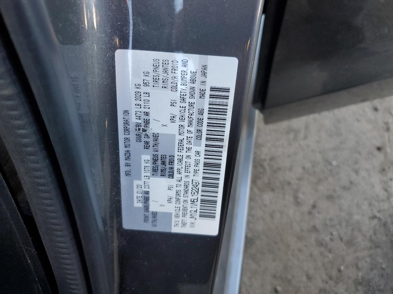 2020 Mazda 6 Touring VIN: JM1GL1VM5L1522497 Lot: 82119915