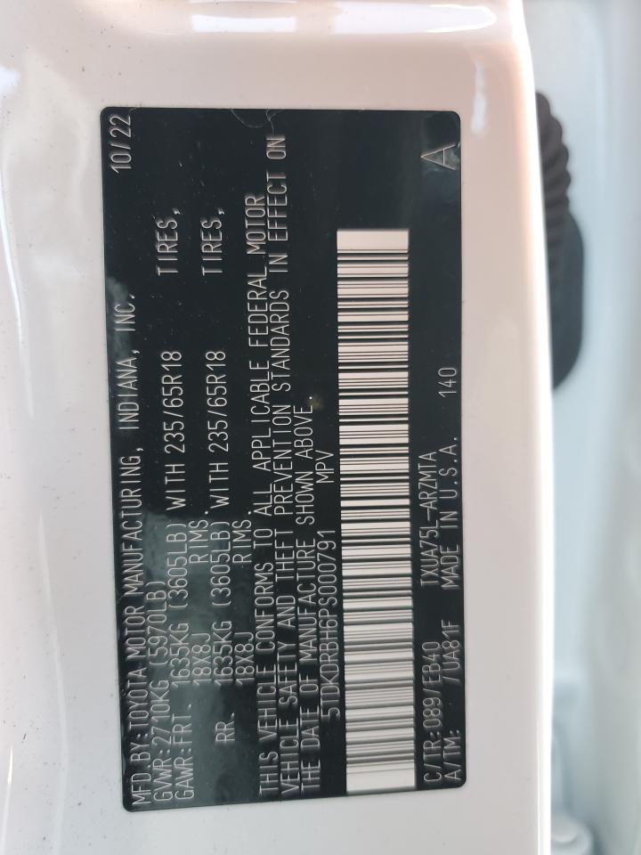 2023 Toyota Highlander L VIN: 5TDKDRBH6PS000791 Lot: 85386325