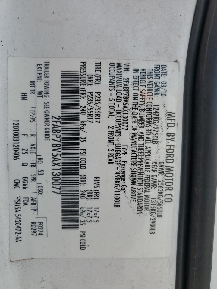 2010 Ford Crown Victoria Police Interceptor VIN: 2FABP7BV5AX130077 Lot: 86305725