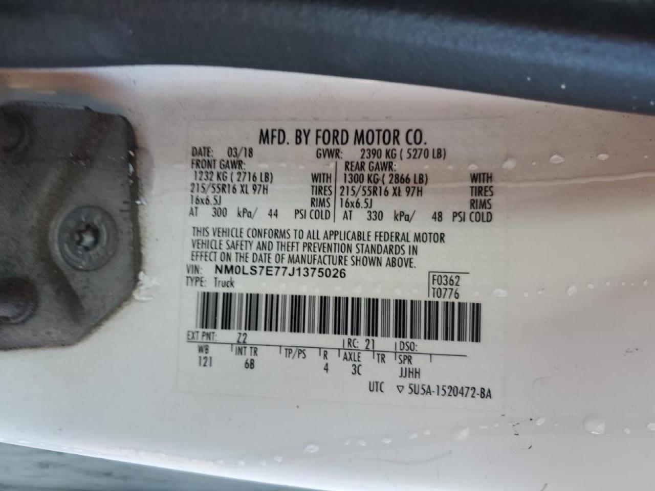 2018 Ford Transit Connect Delivery Van VIN: NM0LS7E77J1375026 Lot: 86277985