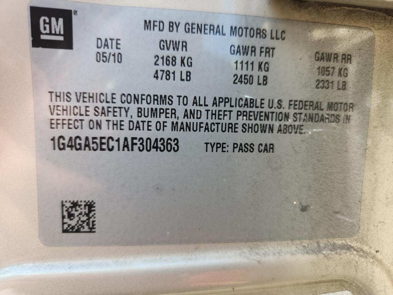 2010 Buick Lacrosse Cx VIN: 1G4GA5EC1AF304363 Lot: 82612655