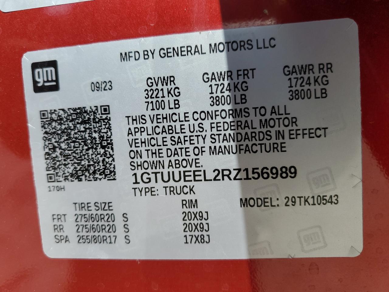 2024 GMC Sierra K1500 At4 VIN: 1GTUUEEL2RZ156989 Lot: 87390875
