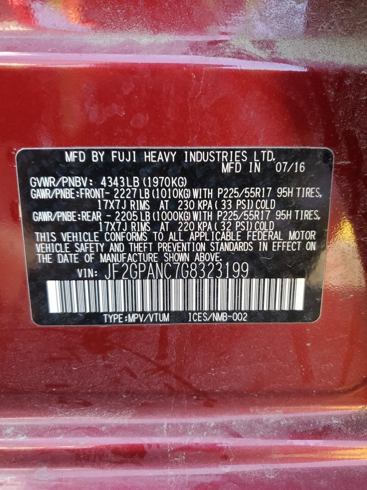 2016 Subaru Crosstrek Limited VIN: JF2GPANC7G8323199 Lot: 85110835