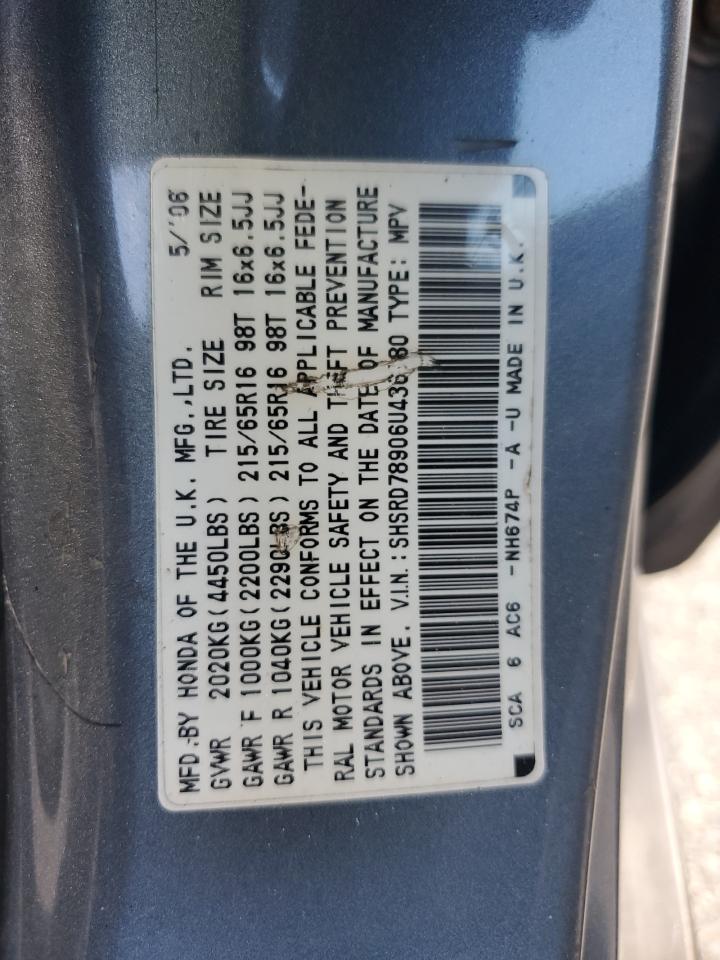 2006 Honda Cr-V Se VIN: SHSRD78906U436180 Lot: 82470715