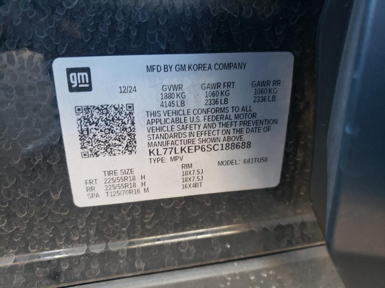 2025 Chevrolet Trax Activ VIN: KL77LKEP6SC188688 Lot: 87312385