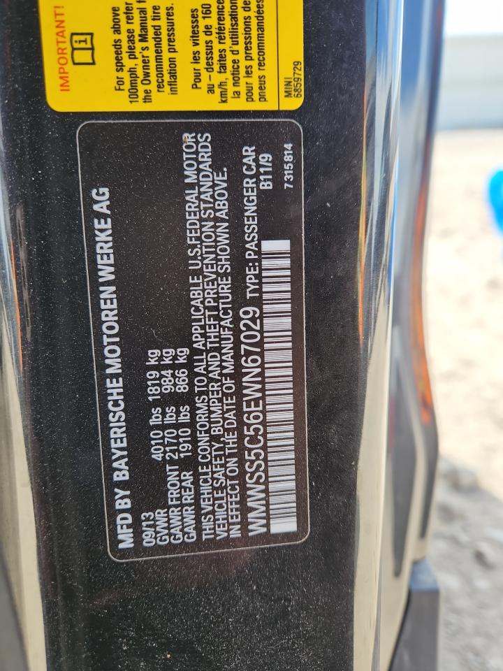 2014 Mini Cooper S Paceman VIN: WMWSS5C56EWN67029 Lot: 87485165