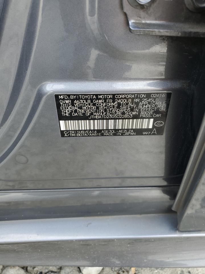 2016 Lexus Is 200T VIN: JTHBA1D23G5022853 Lot: 81981775