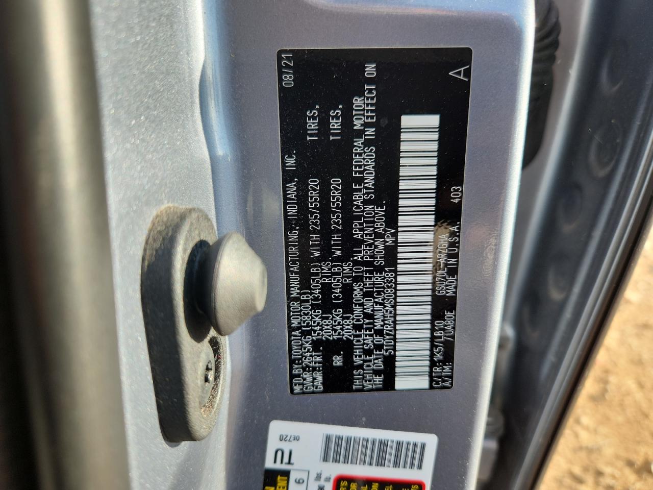 2021 Toyota Highlander Limited VIN: 5TDYZRAH5MS083381 Lot: 81988415