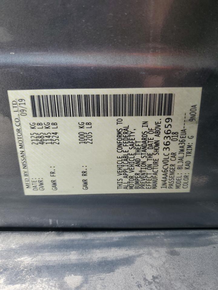 2020 Nissan Maxima Sv VIN: 1N4AA6CV0LC363659 Lot: 89653645