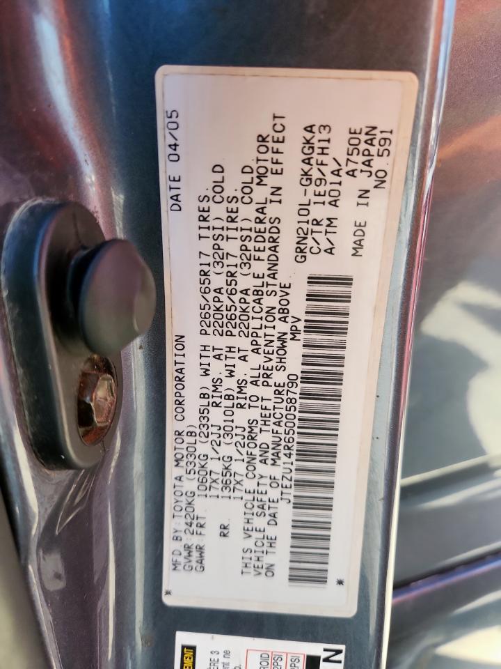 2005 Toyota 4Runner Sr5 VIN: JTEZU14R650058790 Lot: 85268215