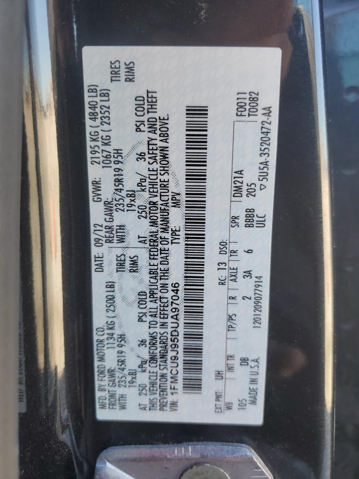 2013 Ford Escape Titanium VIN: 1FMCU9J95DUA97046 Lot: 82299295