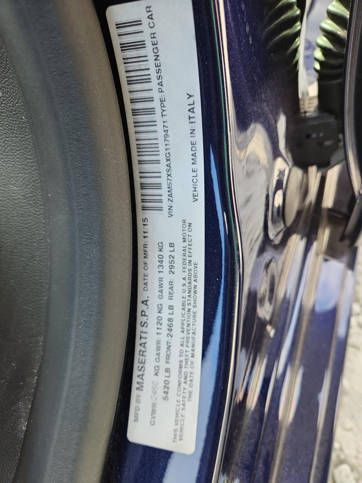 2016 Maserati Ghibli VIN: ZAM57XSAXG1179471 Lot: 86052355