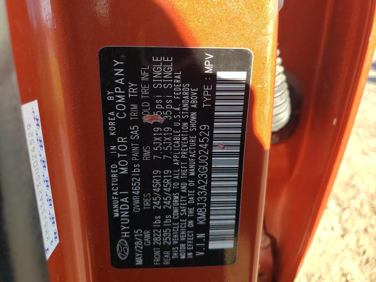 2016 Hyundai Tucson Limited VIN: KM8J33A23GU024529 Lot: 86233925