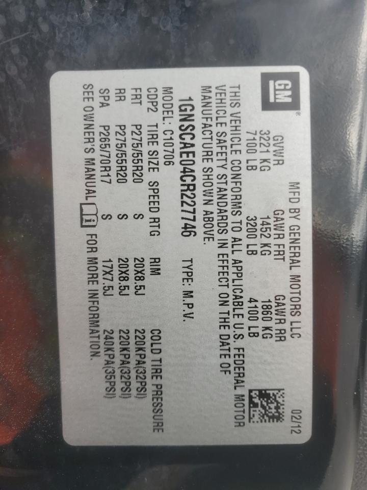 2012 Chevrolet Tahoe C1500 Ls VIN: 1GNSCAE04CR227746 Lot: 90082155