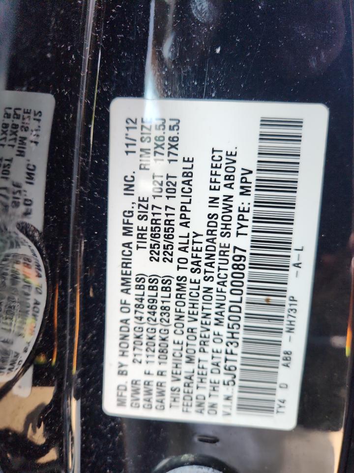 2013 Honda Crosstour Exl VIN: 5J6TF3H50DL000897 Lot: 86219145