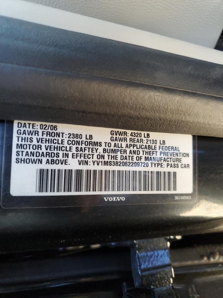 2006 Volvo S40 2.4I VIN: YV1MS382062209720 Lot: 85186695