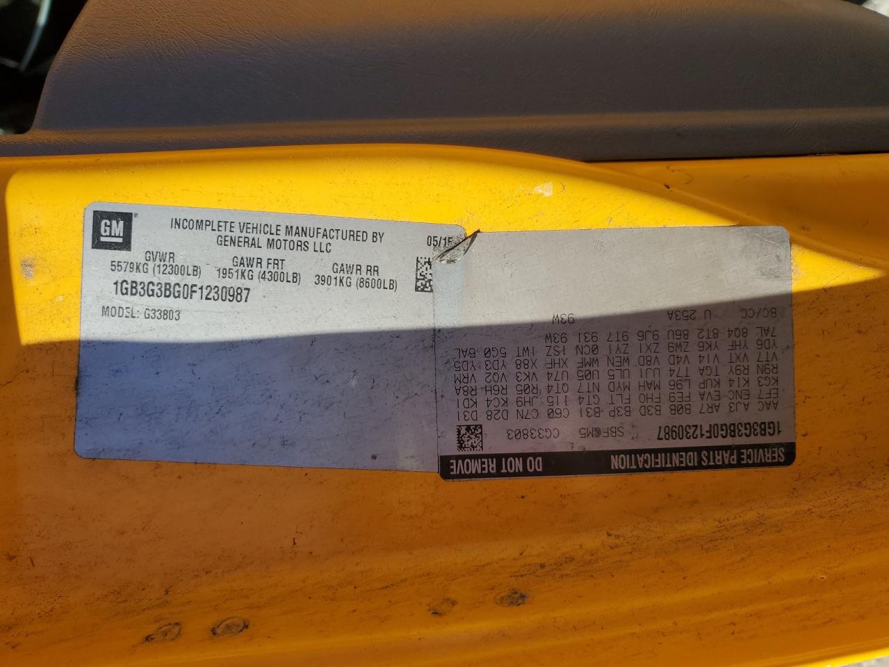 2015 Collins Bantam G3500 - School Bus VIN: 1GB3G3BG0F1230987 Lot: 82145315